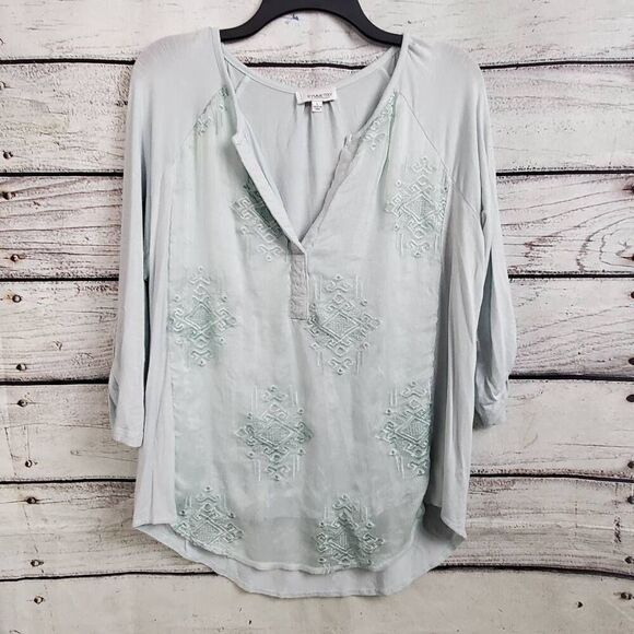 Symmetry Large Light Blue LS Blouse - Picture 1 of 9